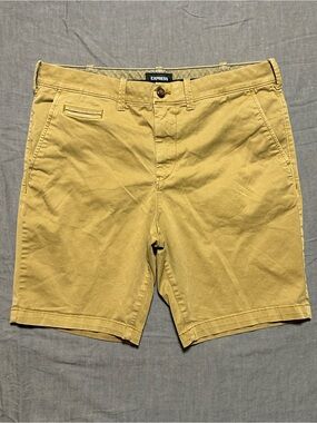 Express Men's Flat Front Khaki Shorts